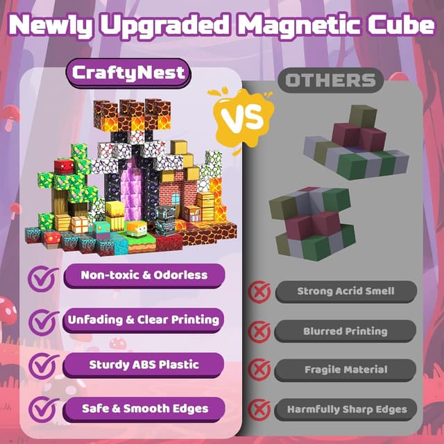 Detalle de CraftyNest Magnetische Bausteine (150 Teile) – magnetisches Konstruktionsset ab 3 Jahren mit Geschichtenbuch