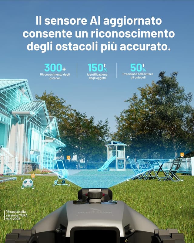 Thumbnail 2 de MAMMOTION YUKA mini 2 500 robot tagliaerba senza filo perimetrale con Visione AI Tri-Cam e Garage