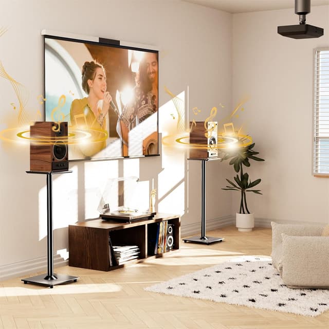 Thumbnail 6 de ELIVED supporto universale per altoparlante da 808 mm con base in vetro e gestione cavi integrata (fino a 10 kg)