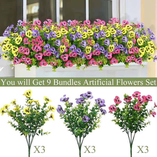 Thumbnail 2 de DEMIUKO 9 Bündel Künstliche Blumen Rosa