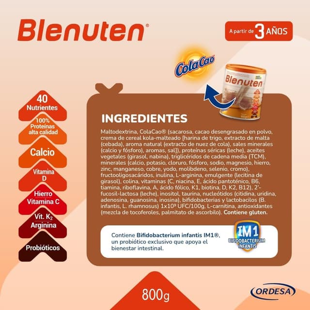 Thumbnail 4 de Blenuten Cola Cao 800g 🥄 Suplemento para Niños +Vitaminas