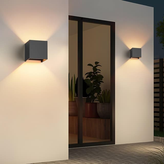 Detalle 2 de Klighten 2er-Set Wandleuchten mit austauschbarer G9-LED (Warmweiß 3000K) – dunkelgrau, einstellbarer Abstrahlwinkel, IP54