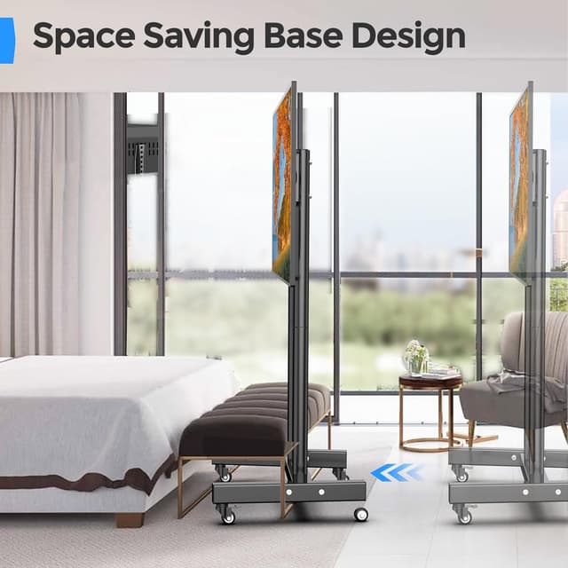 Detalle 2 de JXMTSPW Mobile TV Cart for 32–55 Inch TVs (Max VESA 400x400, Up to 25kg) 360° Swivel Stand