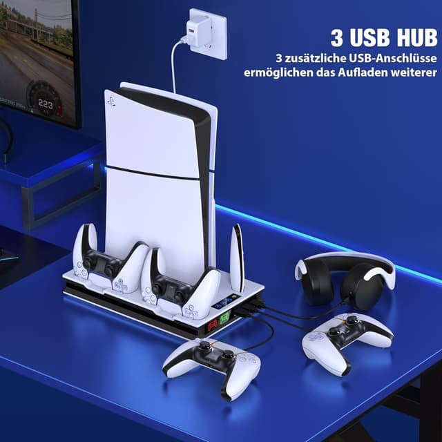 Detalle 2 de PS5 Slim Zubehör Ständer mit 3 USB Ports