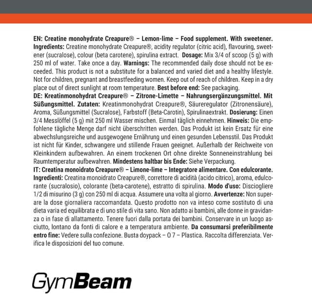 Thumbnail 4 de GymBeam Creapure Kreatin Monohydrat Pulver 500 g