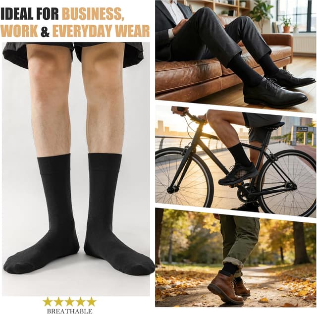 Thumbnail 5 de Wamicu Herren Socken Schwarz 5er Pack Dünne Baumwollsocken