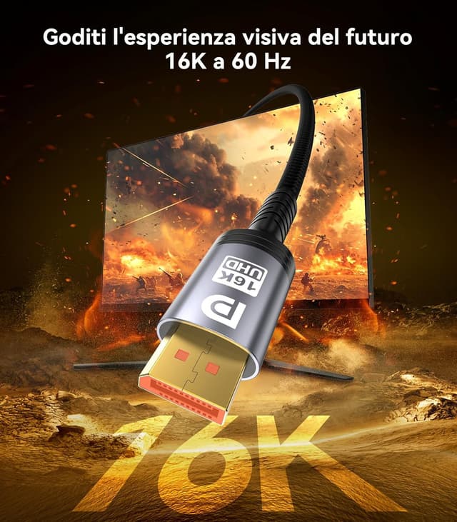 Detalle de Sniokco DisplayPort 2.1 80 Gbps 1,5 m