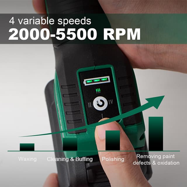 Thumbnail 6 de BATOCA S4 Cordless Mini Car Polisher / Buffer (Rotary & Dual Action) with 2x 12V 2.5Ah Batteries, 1 & 3 inch Kit