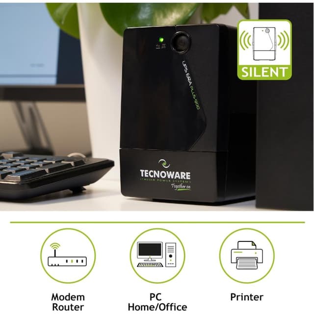 Detalle de Tecnoware Era Plus 900 SAI interactiva 900VA 630W con 2 salidas Schuko