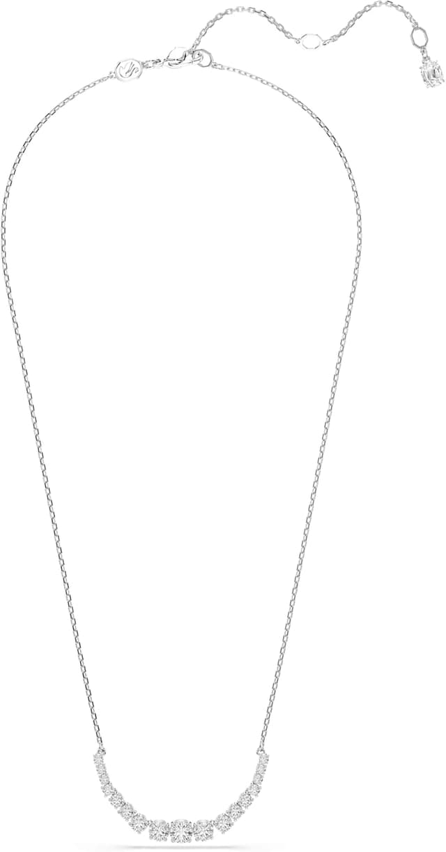 Detalle de Swarovski Matrix Collection rhodium-finished necklace with clear round-cut crystals