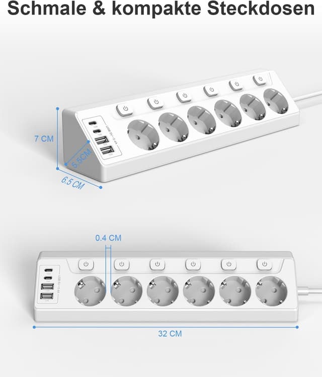 Thumbnail 6 de Vipwell Ecksteckdosenleiste 3680W, 6âFach + 4 USB (2xC) đ