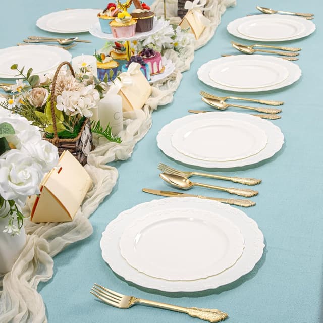 Thumbnail 6 de DaYammi Ivory 60pc Dinner Plates