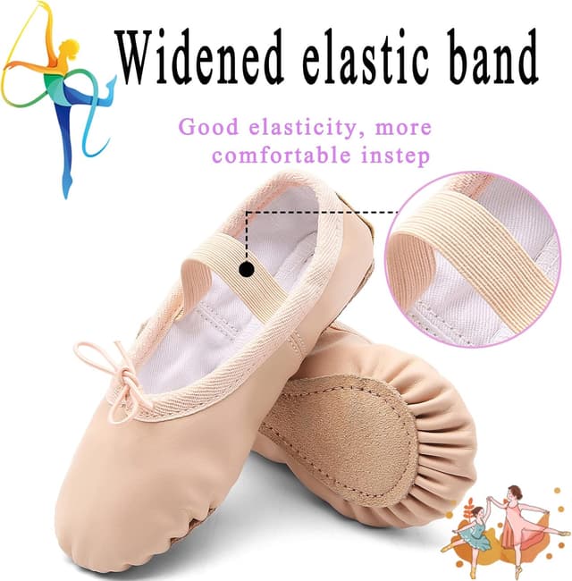 Detalle 2 de TETSUO Girls Ballet Shoes – Indoor ballet flats for kids, toddlers, yoga & gym practice