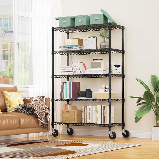 Detalle 2 de M MZG steel storage shelving 5-tier utility rack with wheels (45 x 120 x 192cm)