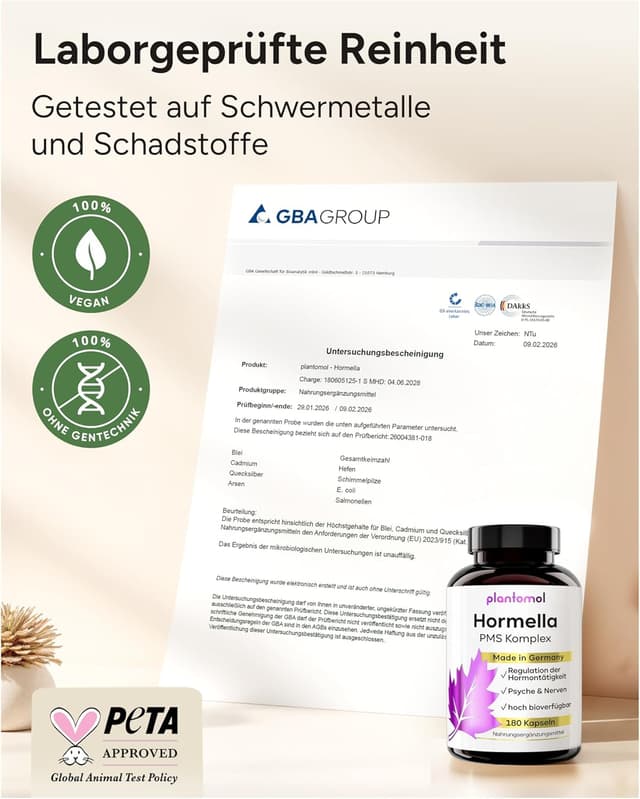 Detalle 2 de Hormon Balance Frauen 14fach PMS Kapseln (180 Kapseln) mit Myo-Inositol, OPC, Frauenmantel & Vitamin B6