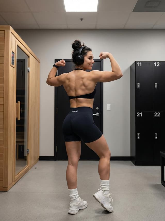 Detalle de JOYSPELS Scrunch Butt Sport-Gym-Shorts für Damen mit hohem V-Bund (High Waist Radlerhose)