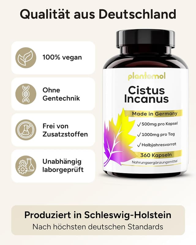 Thumbnail 6 de 360 Cistus Incanus Kapseln hochdosiert – 1000 mg Zistrosenkraut pro Tagesdosis (2 Kapseln)
