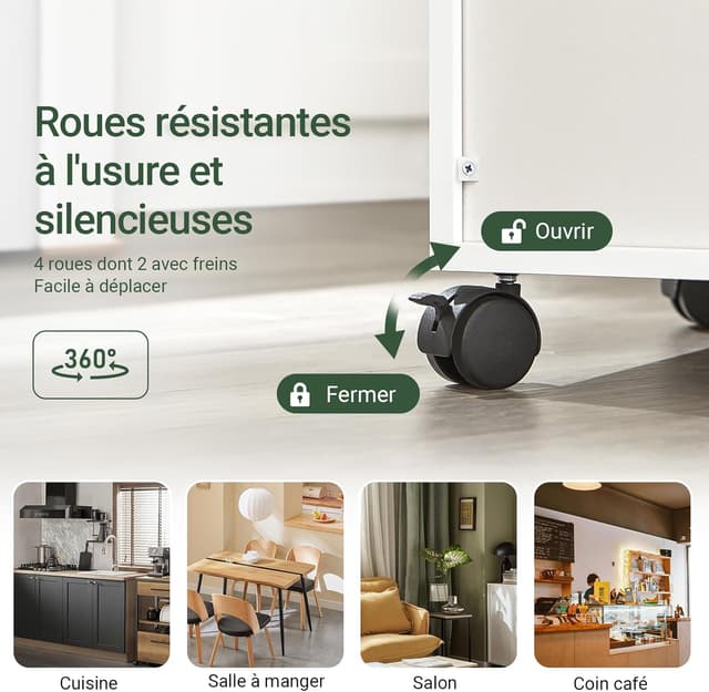 Thumbnail 4 de SoBuy FSB09-W chariot de cuisine 92×59×40 cm 🍽