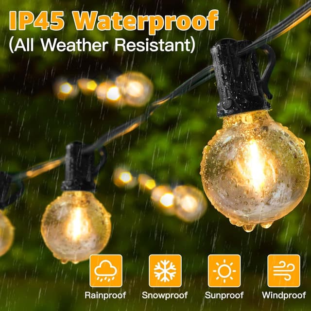 Detalle de Ollny Festoon Lights Outdoor 10m mains string lights with RF remote, timer and shatterproof G40 bulbs