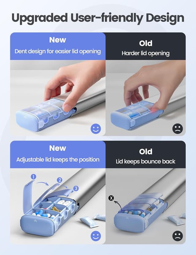 Thumbnail 6 de Vaydeer Pilulier hebdomadaire 7 jours en métal, prise 2 fois par jour