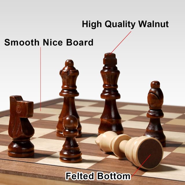Thumbnail 4 de Magnetic Chess Board Set 15" wooden folding ♟