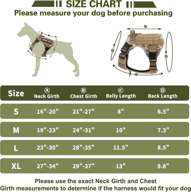 Detalle de Belababy Tactical Anti Pull Dog Harness (Yellow Camo) – Adjustable Front Clip, Breathable Service Vest with Handle – XL