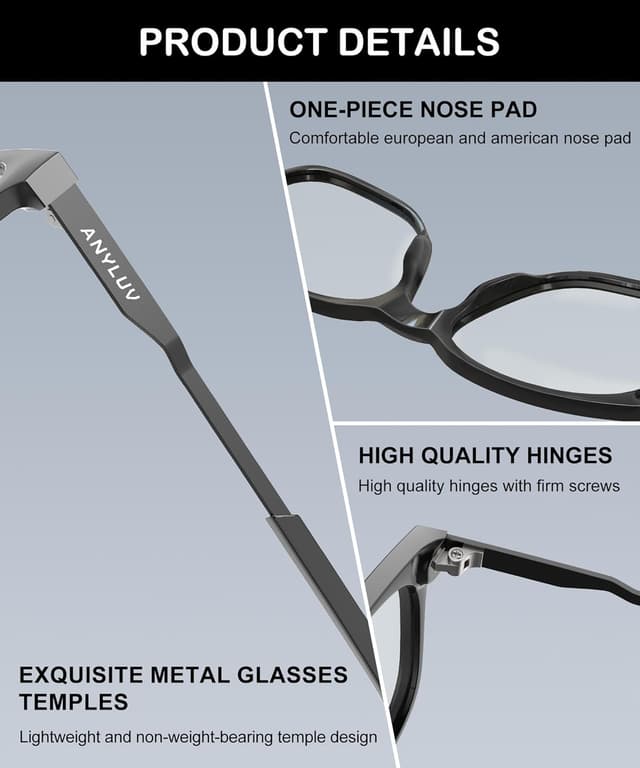 Detalle de ANYLUV Blue Light Glasses for Men (Lightweight Computer Gaming Glasses)