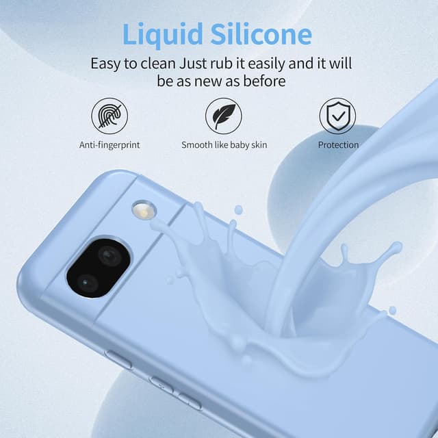 Detalle de Watana Soft-Touch Silicone Case for Google Pixel 8A (Shockproof, DustProof) – Light Blue