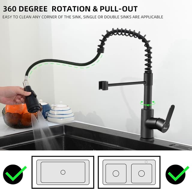 Thumbnail 3 de PHASAT PTKB09E pull down kitchen tap 360° swivel