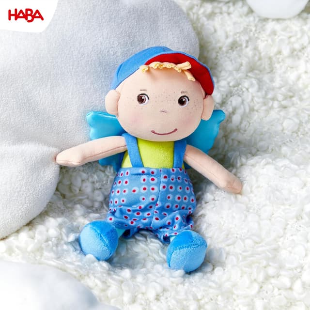 Detalle de HABA Schutzengel Frido Kuschelige Stoffpuppe (20 cm) – waschbar bei 30 °C, ab 0+ Monaten