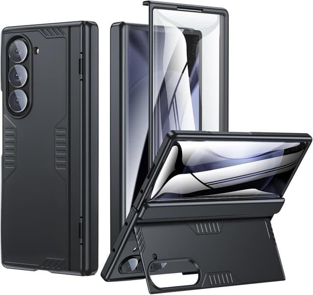 Detalle de Kaiiecal Slim Hinge Stand Case with Screen Protector for Samsung Galaxy Z Fold6 (Black)