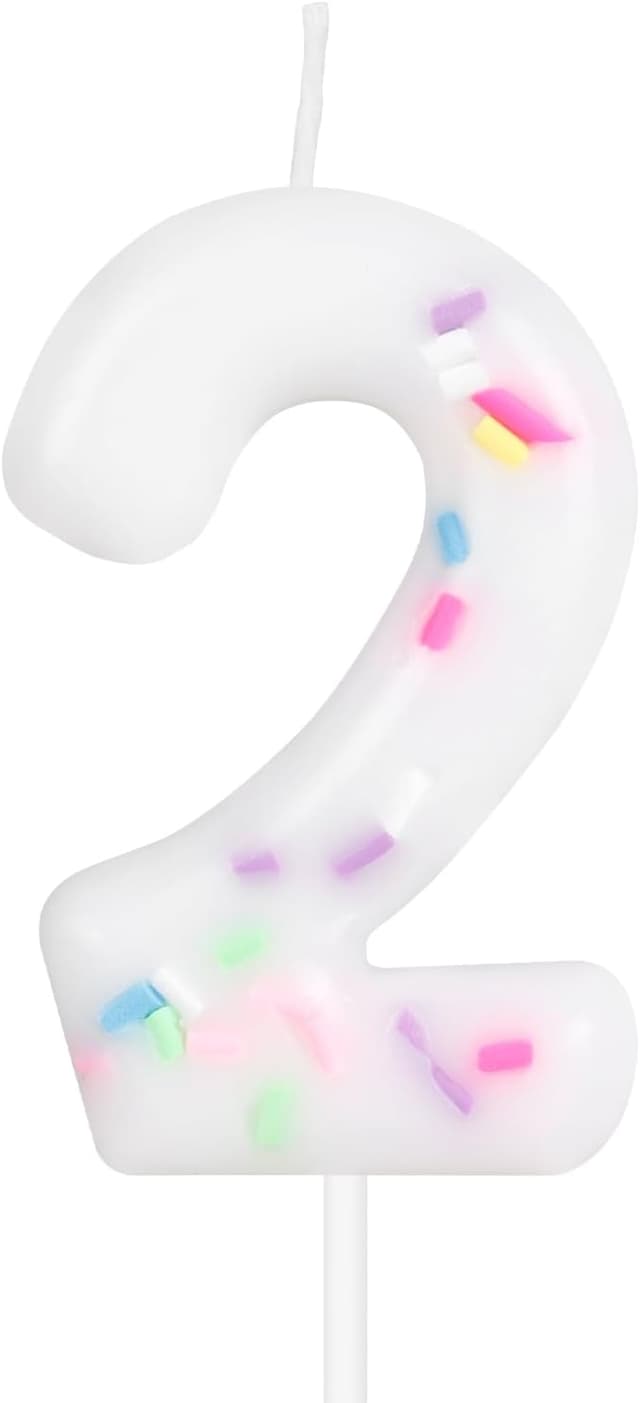 Detalle de Hongplus Girls Colourful 2nd Birthday Candle (Number 2) with Sprinkles