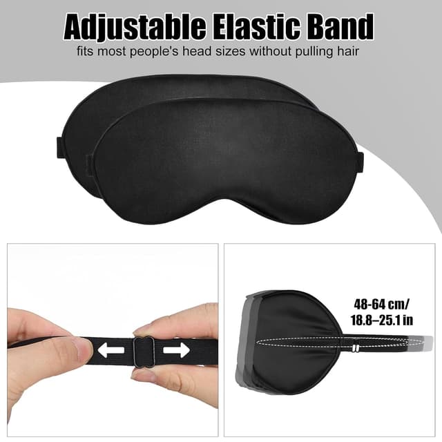 Detalle 2 de Lanjue 2er-Set Seiden-Schlafmasken für Damen und Herren – lichtblockierend, verstellbares Gummiband