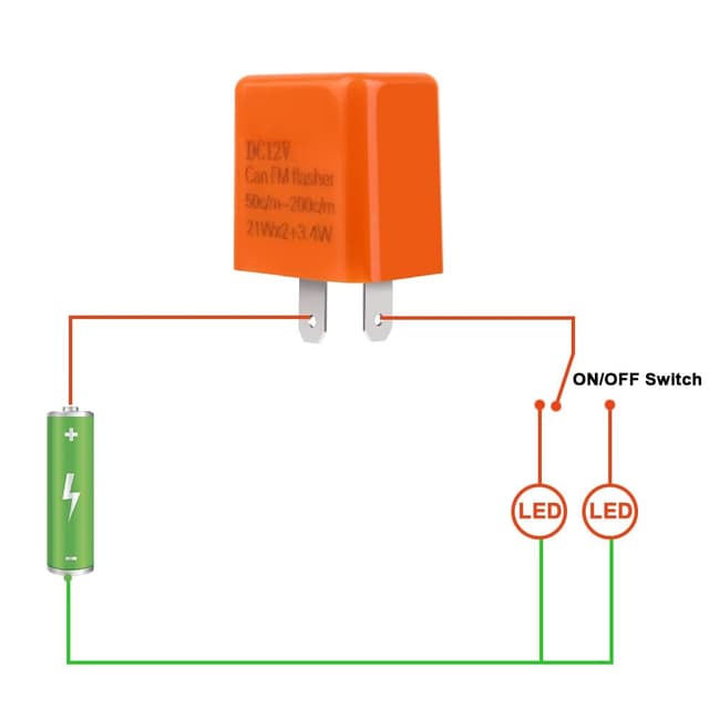 Detalle 2 de URAQT Relè lampeggiante auto 2 pin 12V con regolatore frequenza (indicatori di direzione LED)