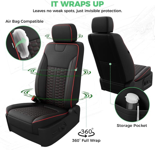 Detalle de RIDEPOSH Custom Leather Seat Covers for Silverado/Sierra 1500 (2019–2026) & 2500HD/3500HD Crew Cab (2020–2026)