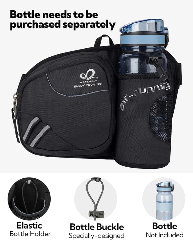 Detalle de Waterfly Gürteltasche Bauchtasche mit Flaschenhalter (atmungsaktiv, wasserdicht) für Damen und Herren