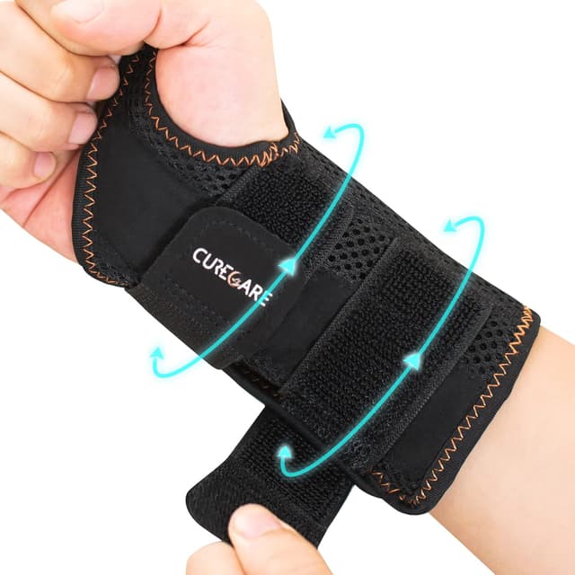 Detalle de CURECARE New Updated Carpal Tunnel Wrist Splint (Right Hand, Black) – Adjustable wrist support with 2 straps (S/M)