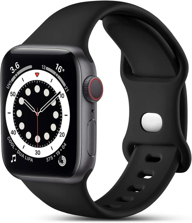 Detalle de Bracelet silicone CeMiKa compatible Apple Watch 38/40/41/42/44/45/46/49 mm (noir) – sport et remplacement