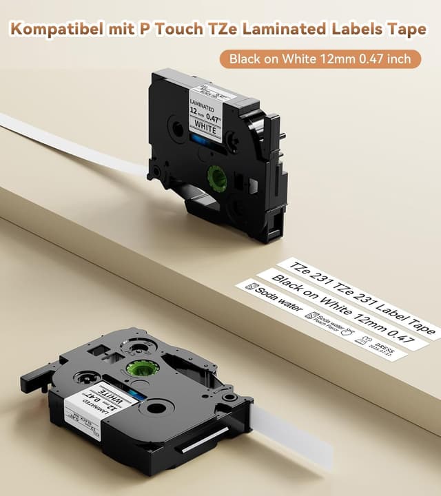 Detalle 2 de Aken TZe-231 12 mm Laminierte Etiketten
