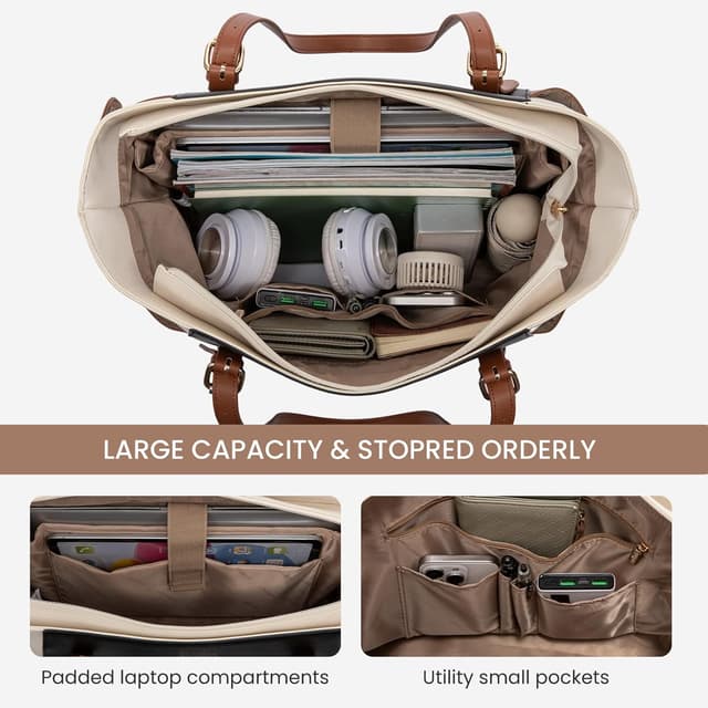 Thumbnail 3 de LOVEVOOK Leather Work Tote Bag 15.6-inch 💼