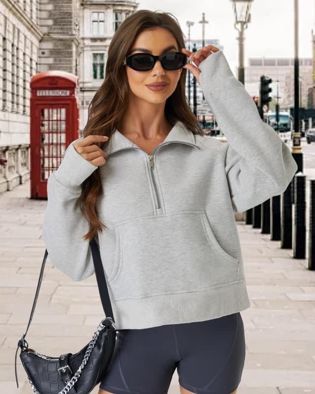 Detalle de Friptspyg Sweat à capuche en velours pour femme — pull polaire hiver avec grande poche