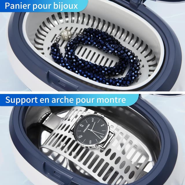 Thumbnail 6 de Uten Nettoyeur à ultrasons 600 ml avec panier et support automatique (40 000 Hz) pour bijoux, lunettes, dentier