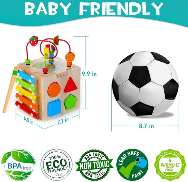 Detalle de HELLOWOOD Wooden Activity Cube 8-in-1