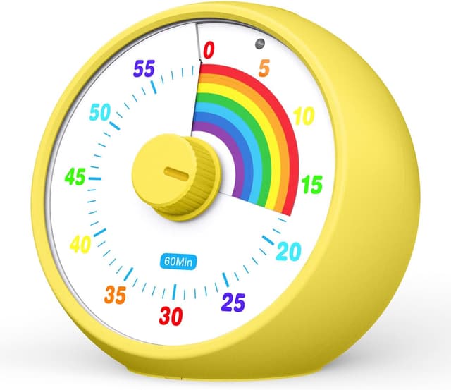 Detalle de kiecky squirrel visueller Timer für Kinder – 60-Minuten Countdown mit leisem Betrieb (Tomato Time, Regenbogenmuster)