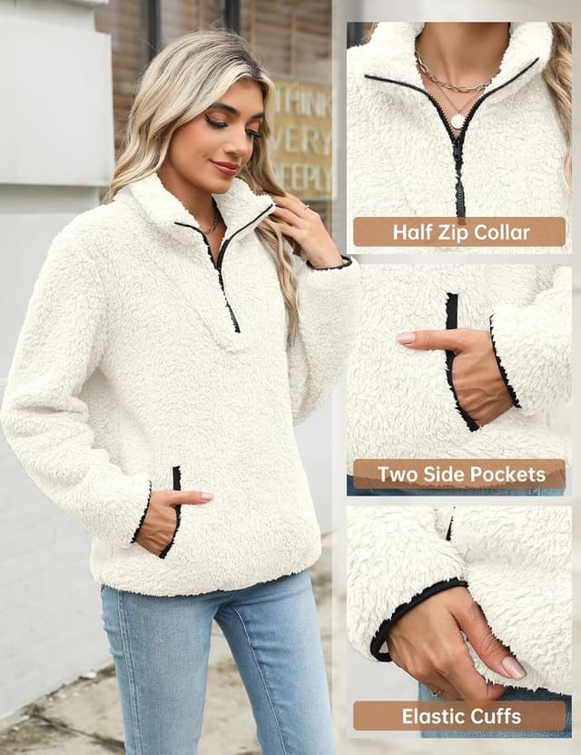Detalle de Tuopuda Pullover Damen mit 1/4 Zip