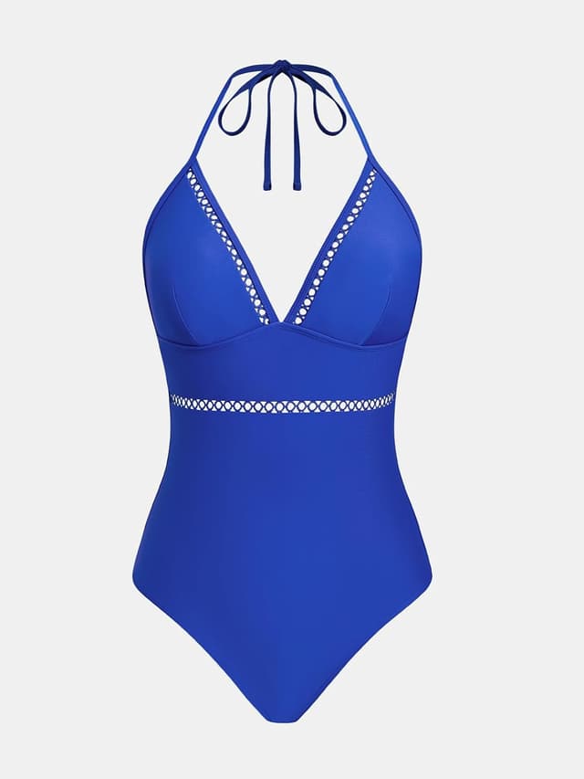 Detalle de CUPSHE Costume da bagno intero donna all’uncinetto con scollo a V e spalline regolabili Self Tie Spaghetti