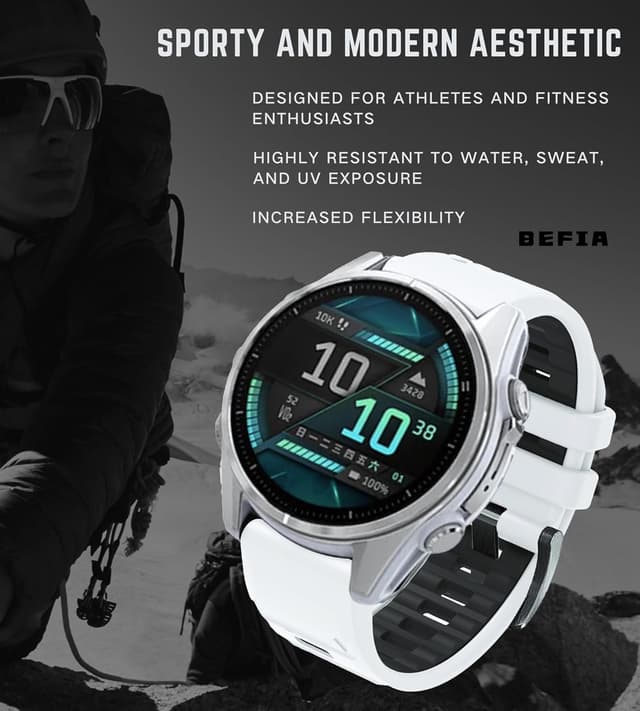 Detalle de BEFIA 22mm Quick Fit Watch Band for Garmin fenix 8 47mm, epix Gen 2 47mm & Forerunner 965/955 (22mm straps)