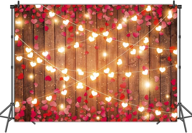 Detalle de BINQOO 7x5ft Red Love Heart Photography Backdrop