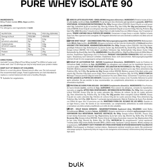 Thumbnail 1 de Bulk Whey Protein Isolate 💪 Sin sabores, 500 g, 16 dosis