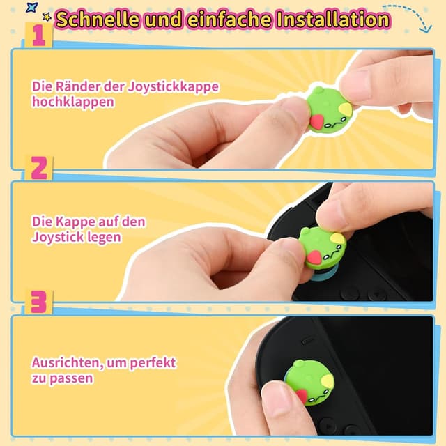 Detalle de GeekShare Silikon-Joystick-Kappen für Switch 2 – Thumbstick-Grips (4 Stück), rutschfest